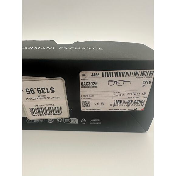 Armani Exchange AX3029 Eyeglass Frames – Matte Black – 54-14-140 – NWT - Picture 6 of 7